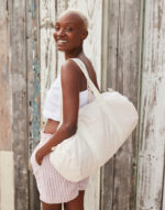 Striped Organic Cotton Barrel Bag – Bild 3