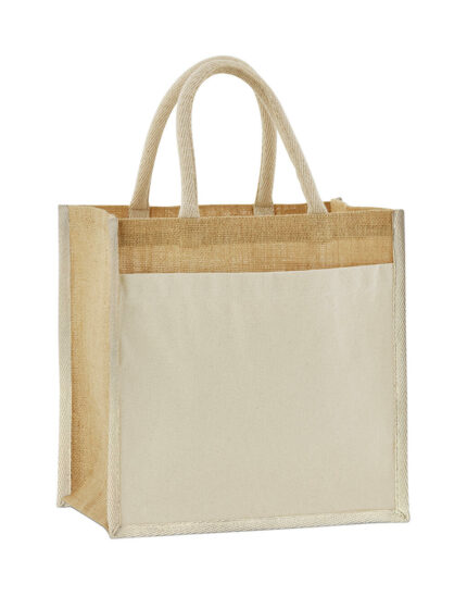 Cotton Pocket Natural Starched Jute Midi Tote