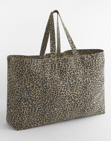 Leopard Print Canvas Oversized Tote Bag