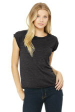 Women's Flowy Muscle Tee Rolled Cuff - Image 4