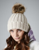 Fur Pop Pom Chunky Beanie - Image 4