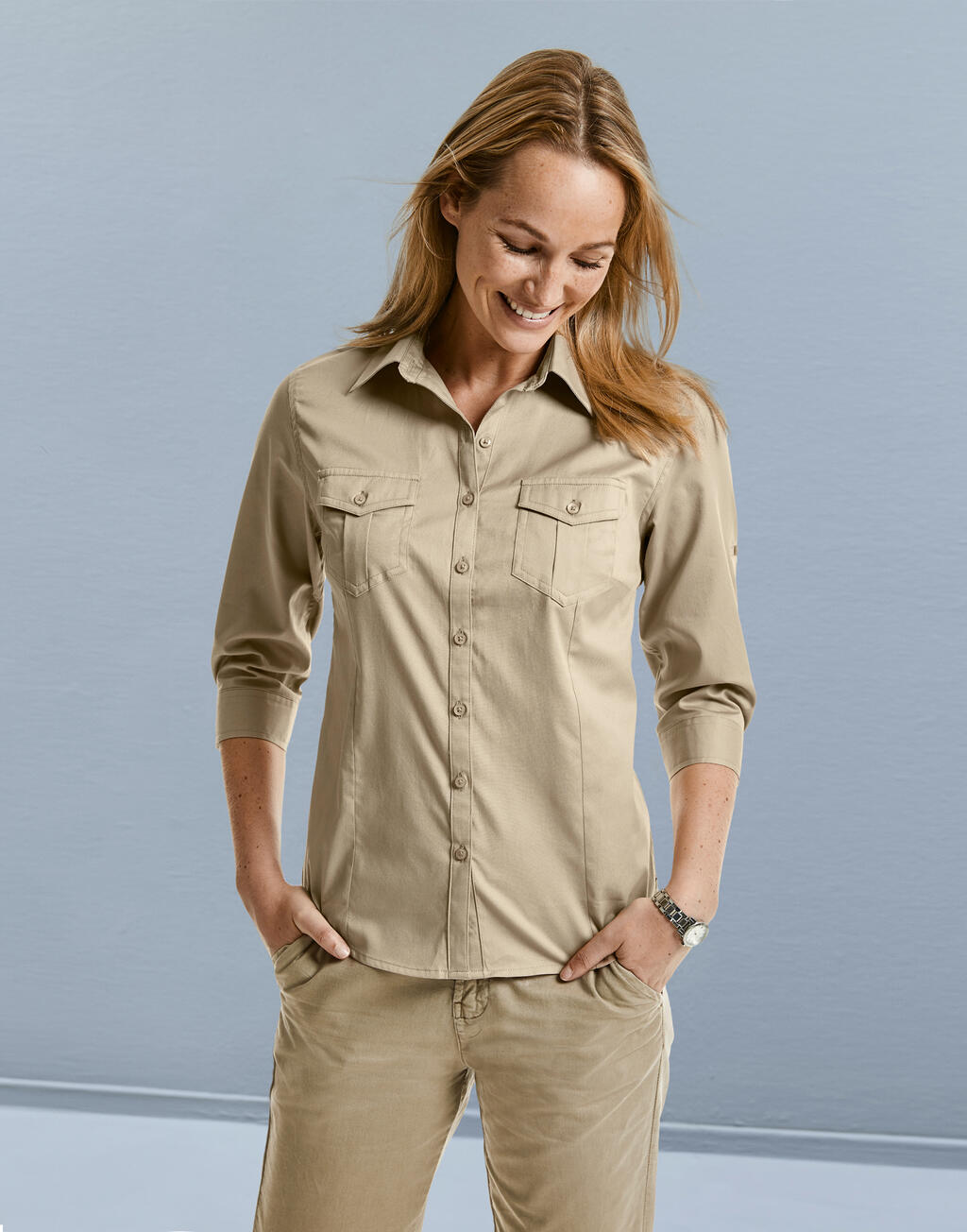 748_00_731_m-2022_01.jpg Ladies' Roll 3/4 Sleeve Shirt - Image 1