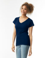 Gildan Ladies Softstyle V-Neck T-Shirt – Image 2