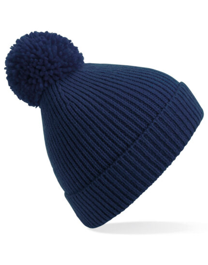Engineered Knit Ribbed Pom Pom Beanie