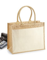 Torba zakupowa z juty z bawełnianą kieszenią - obrazek 3